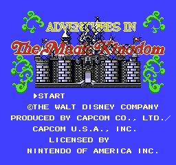Adventures in the Magic Kingdom title screen for NES